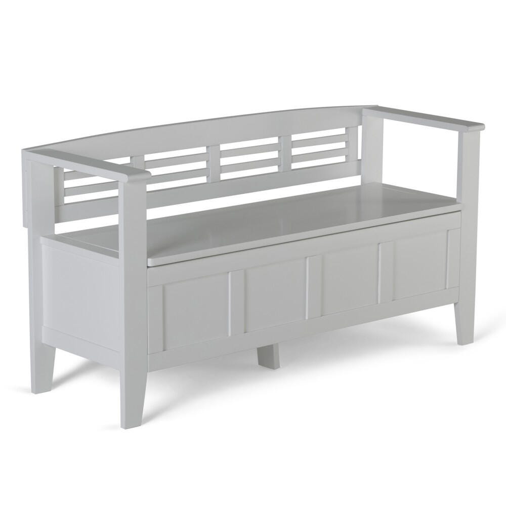 Simpli Home Adams Entryway Storage Bench, White, large