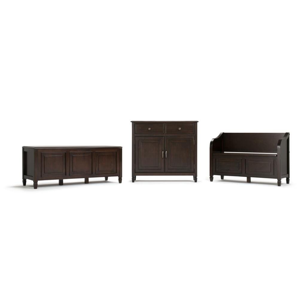 Simpli Home Connaught Storage Bench Trunk, Dark Chestnut Brown, large