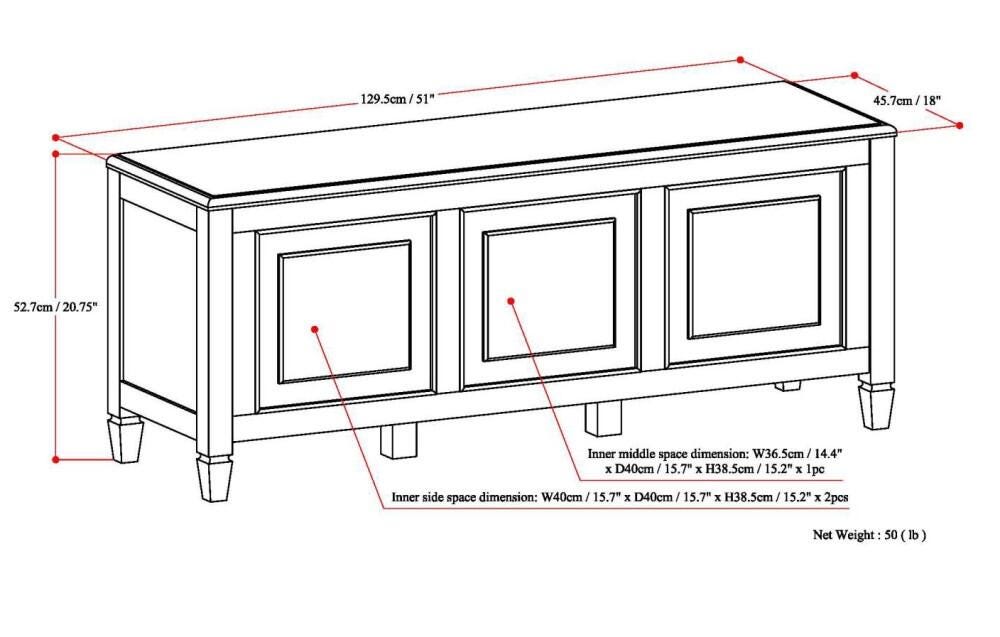 Simpli Home Connaught Storage Bench Trunk, Dark Chestnut Brown, large