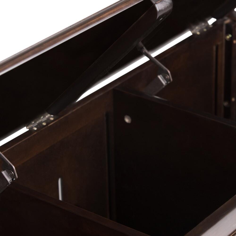 Simpli Home Connaught Storage Bench Trunk, Dark Chestnut Brown, large