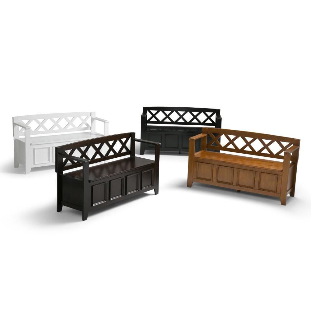 Simpli Home Amherst Entryway Storage Bench, Light Avalon Brown, large