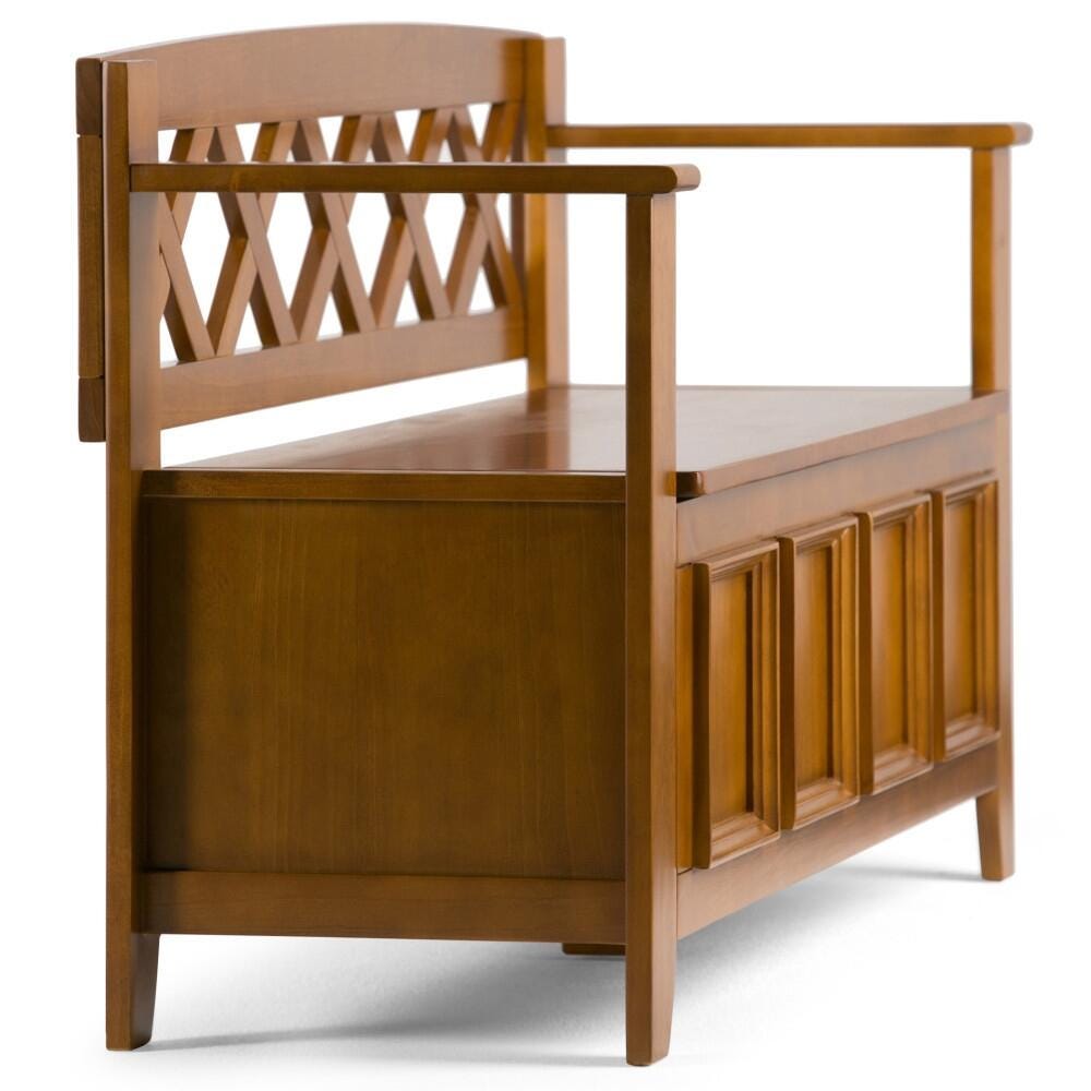 Simpli Home Amherst Entryway Storage Bench, Light Avalon Brown, large