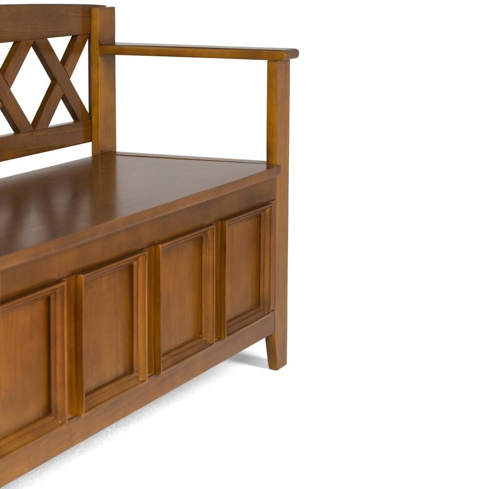 Simpli Home Amherst Entryway Storage Bench, Light Avalon Brown, large