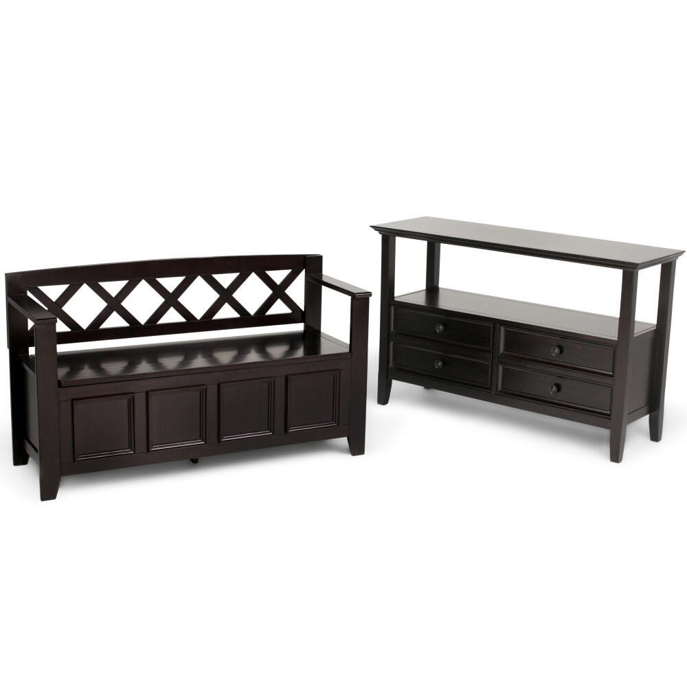Simpli Home Amherst Entryway Storage Bench, Hickory Brown, large