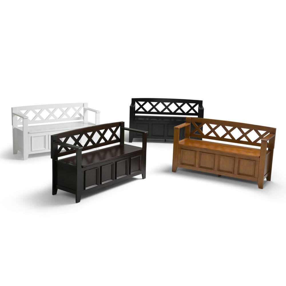 Simpli Home Amherst Entryway Storage Bench, Hickory Brown, large