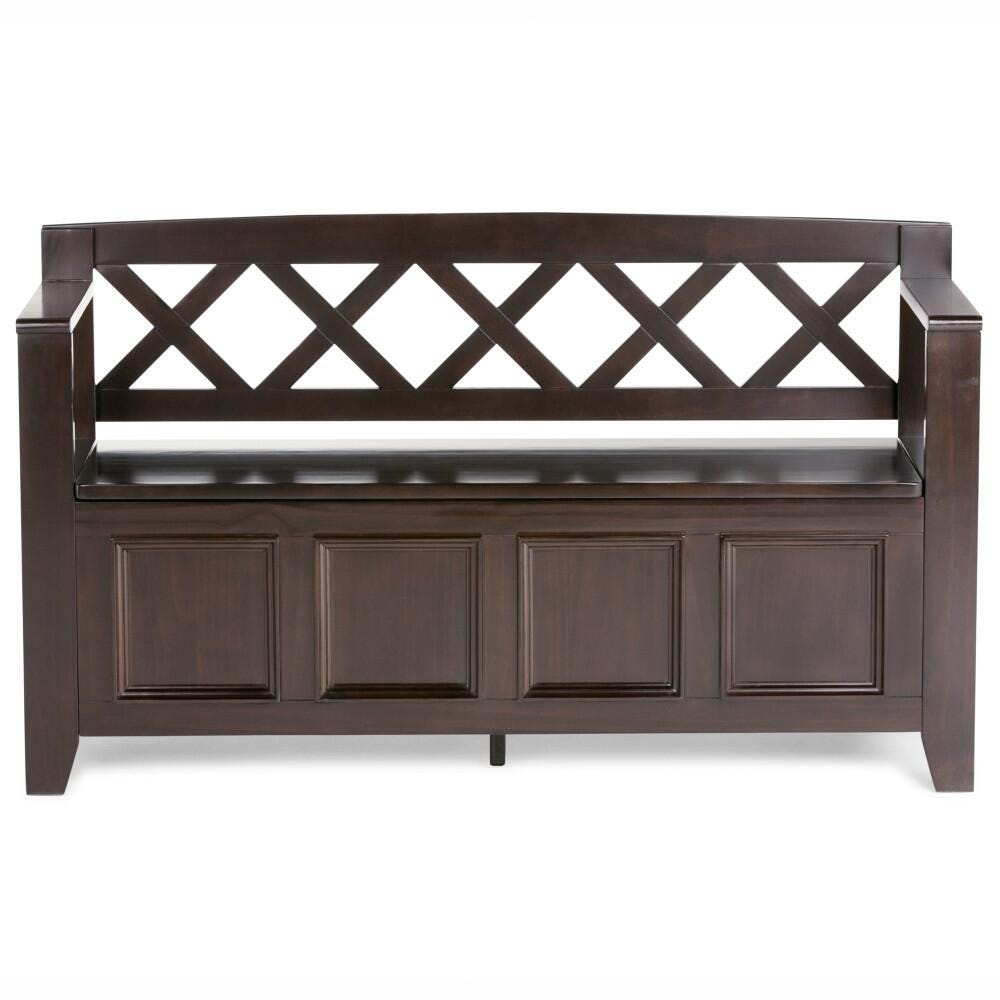 Simpli Home Amherst Entryway Storage Bench, Hickory Brown, large