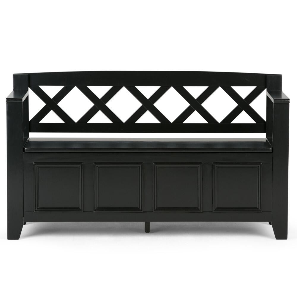 Simpli Home Amherst Entryway Storage Bench, Black, large
