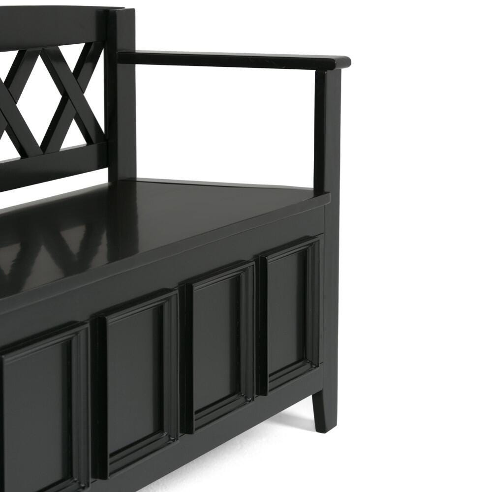 Simpli Home Amherst Entryway Storage Bench, Black, large