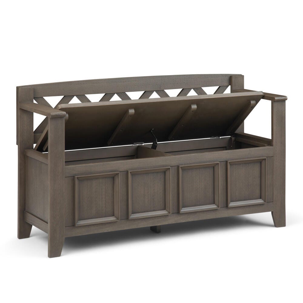 Simpli Home Amherst Entryway Storage Bench, Farmhouse Gray, rollover