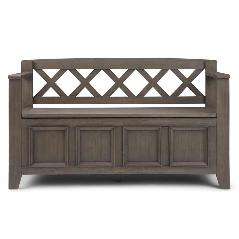 Simpli Home Amherst Entryway Storage Bench, Farmhouse Gray, large