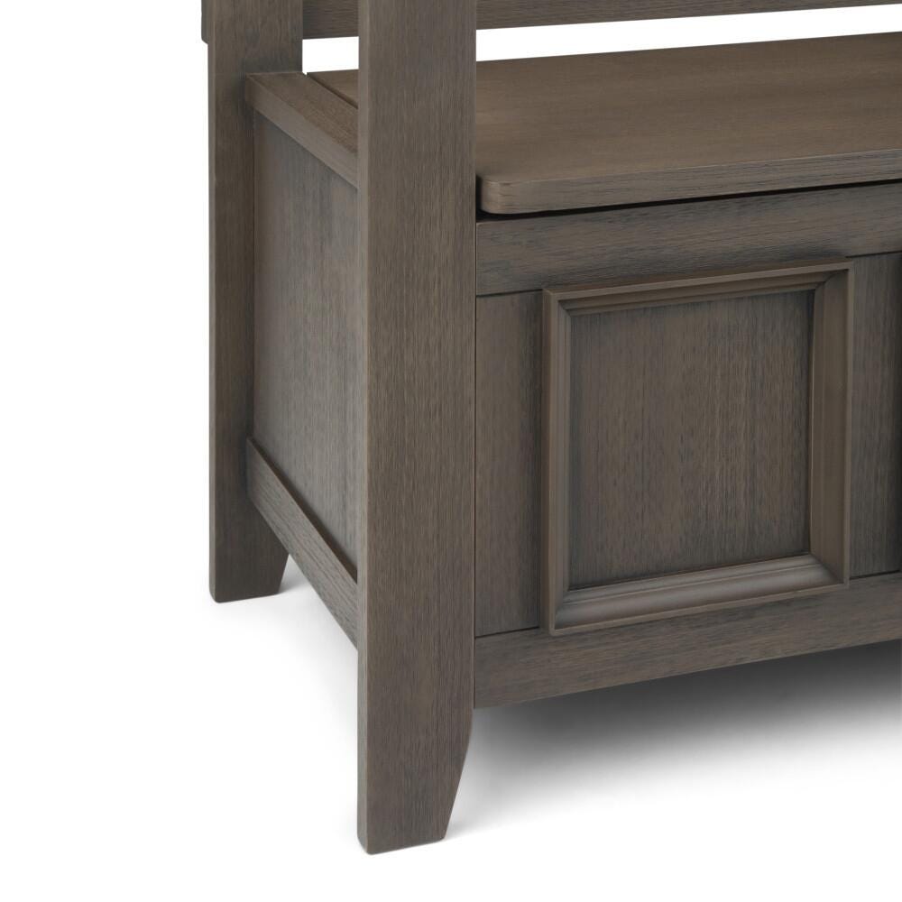 Simpli Home Amherst Entryway Storage Bench, Farmhouse Gray, large