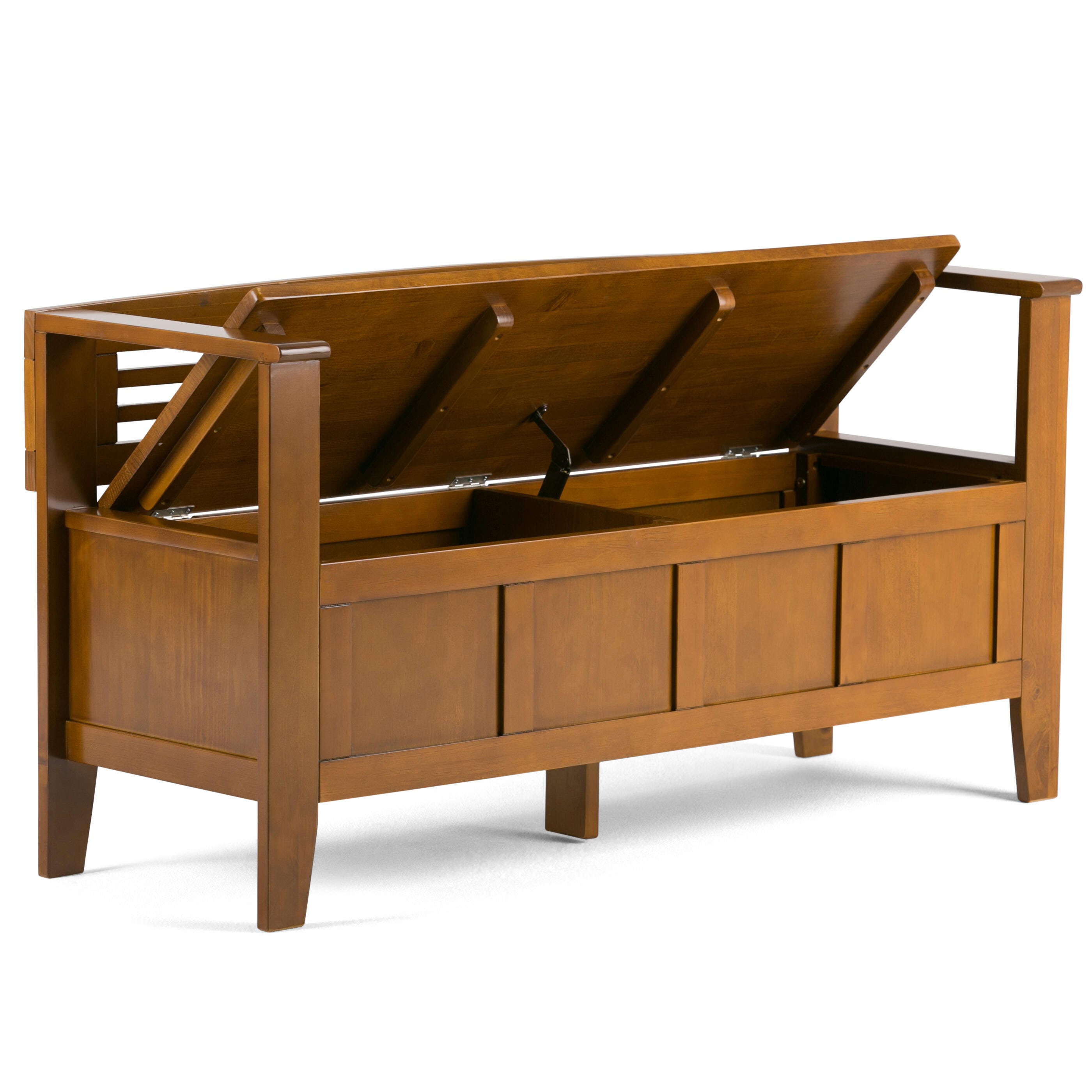 Simpli Home Amherst Entryway Storage Bench, Light Avalon Brown, large