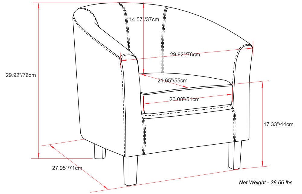 Simpli Home Austin Tub Chair, Espresso, large