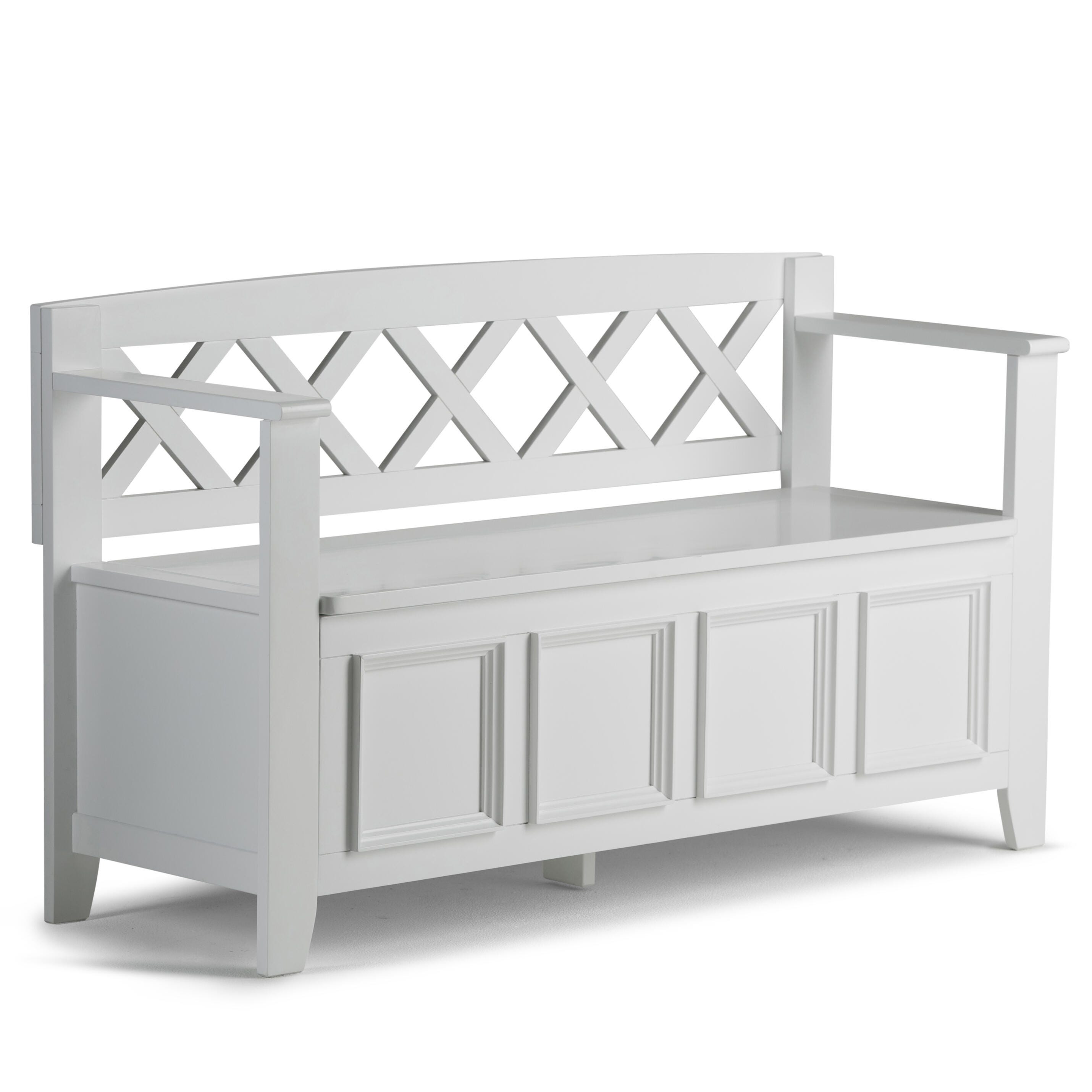 Simpli Home Amherst Entryway Storage Bench, White, rollover