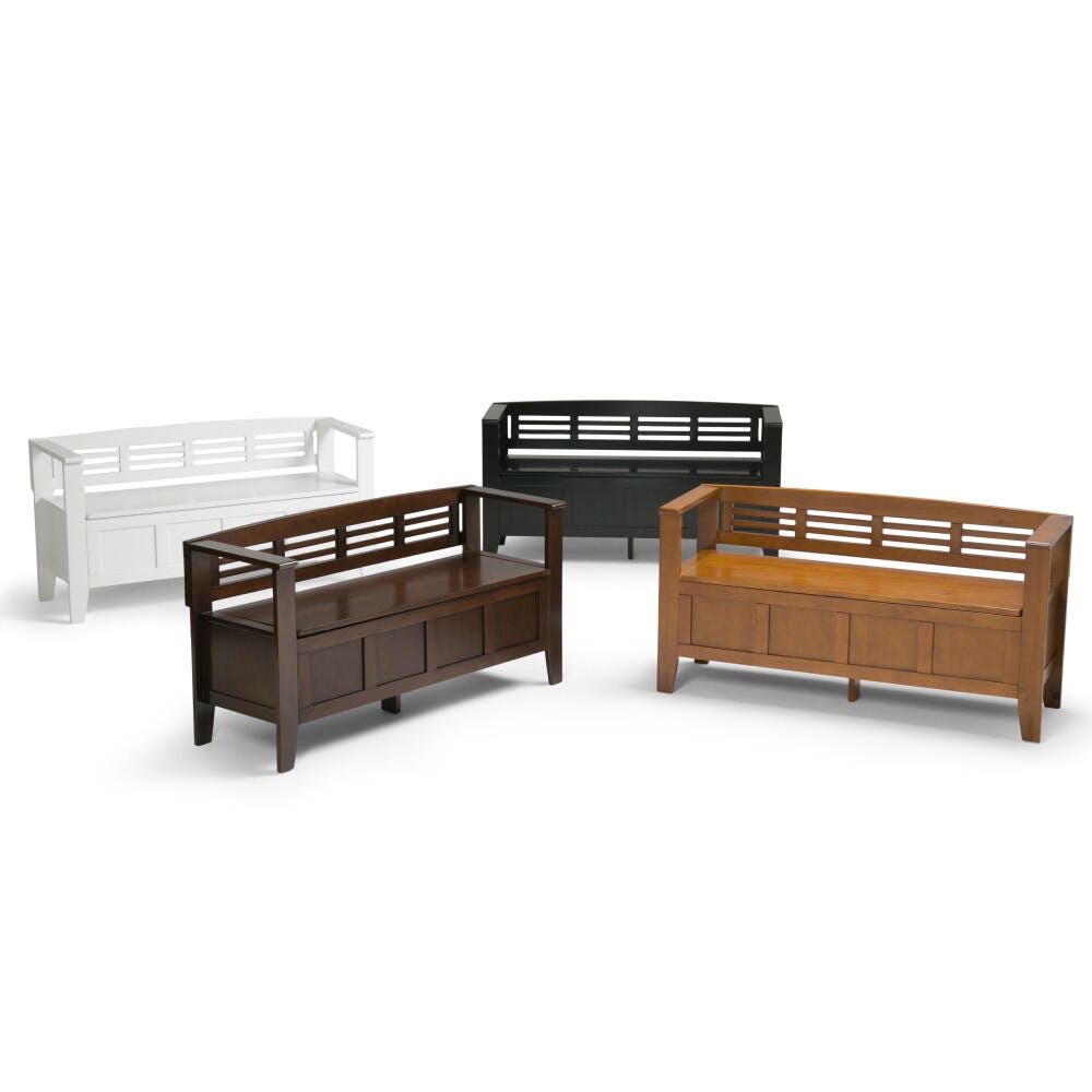 Simpli Home Adams Entryway Storage Bench, Rustic Medium Brown, large