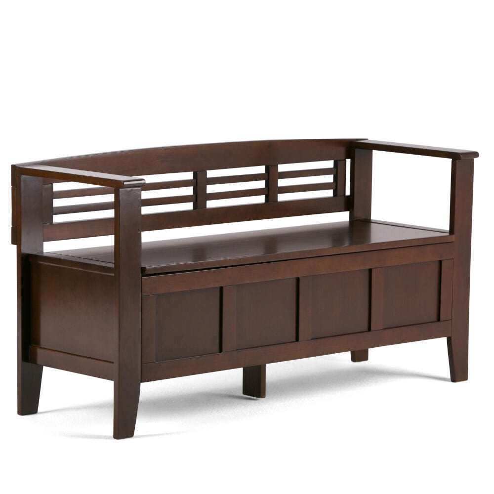 Simpli Home Adams Entryway Storage Bench, Rustic Medium Brown, large