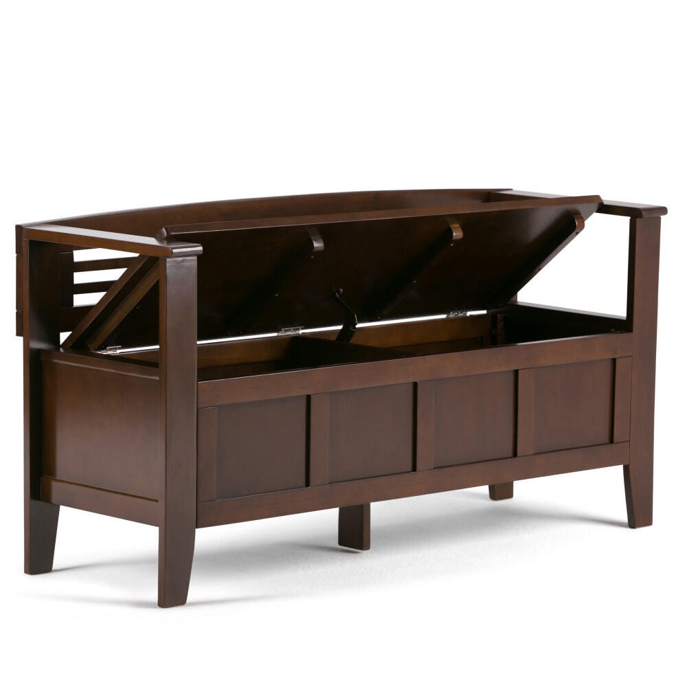 Simpli Home Adams Entryway Storage Bench, Rustic Medium Brown, large