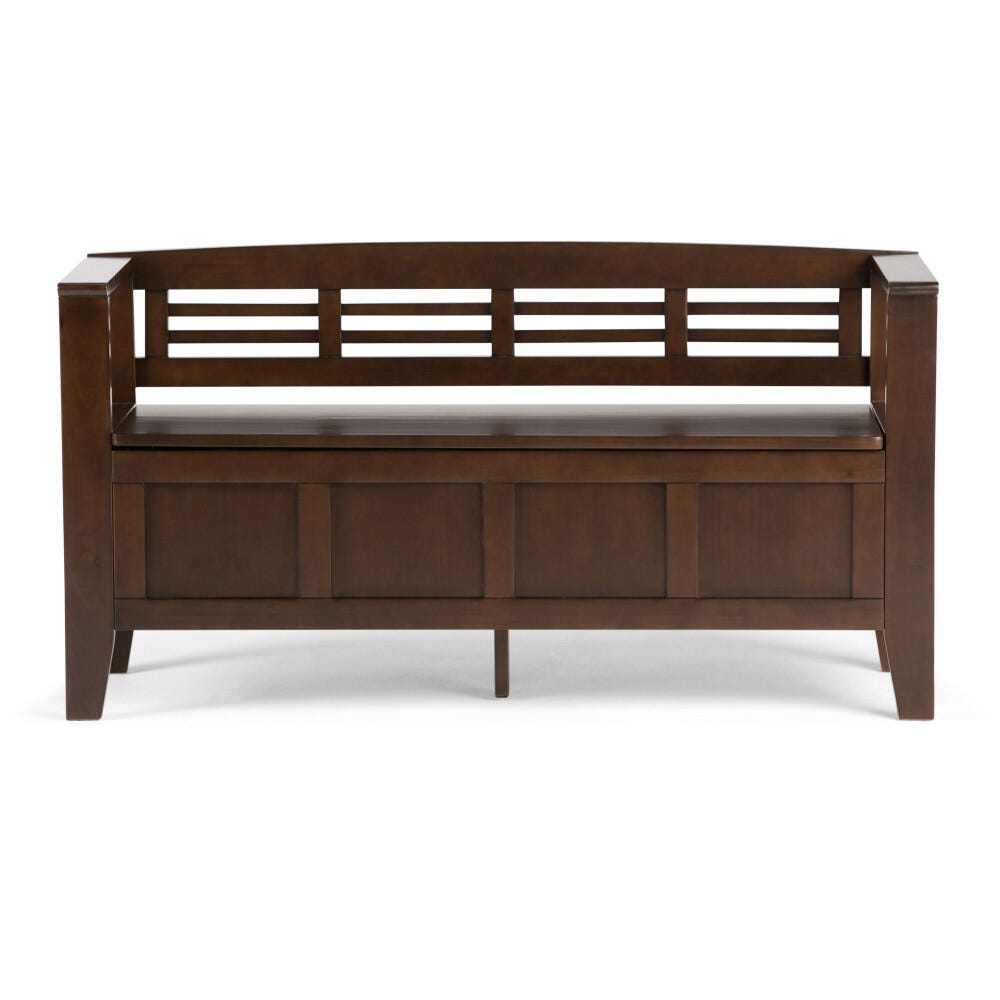 Simpli Home Adams Entryway Storage Bench, Rustic Medium Brown, large
