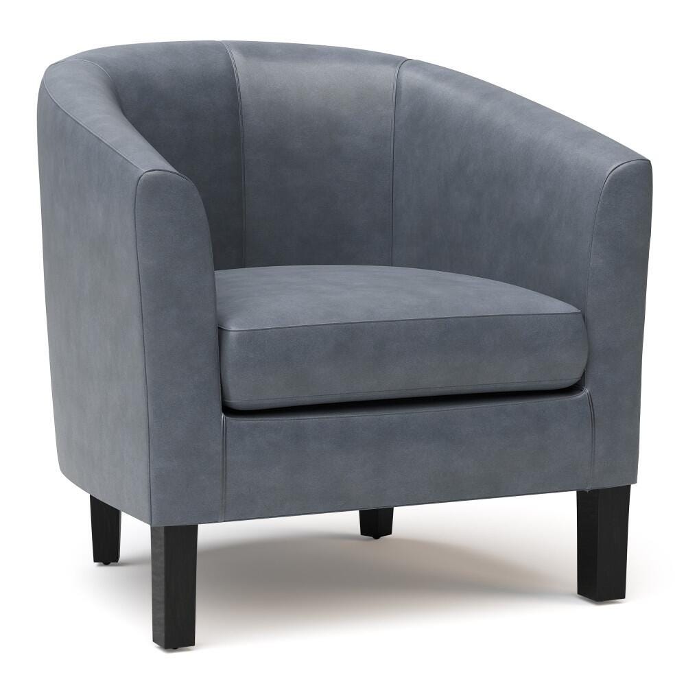 Simpli Home Austin Tub Chair in Faux Leather, Stone Gray, large
