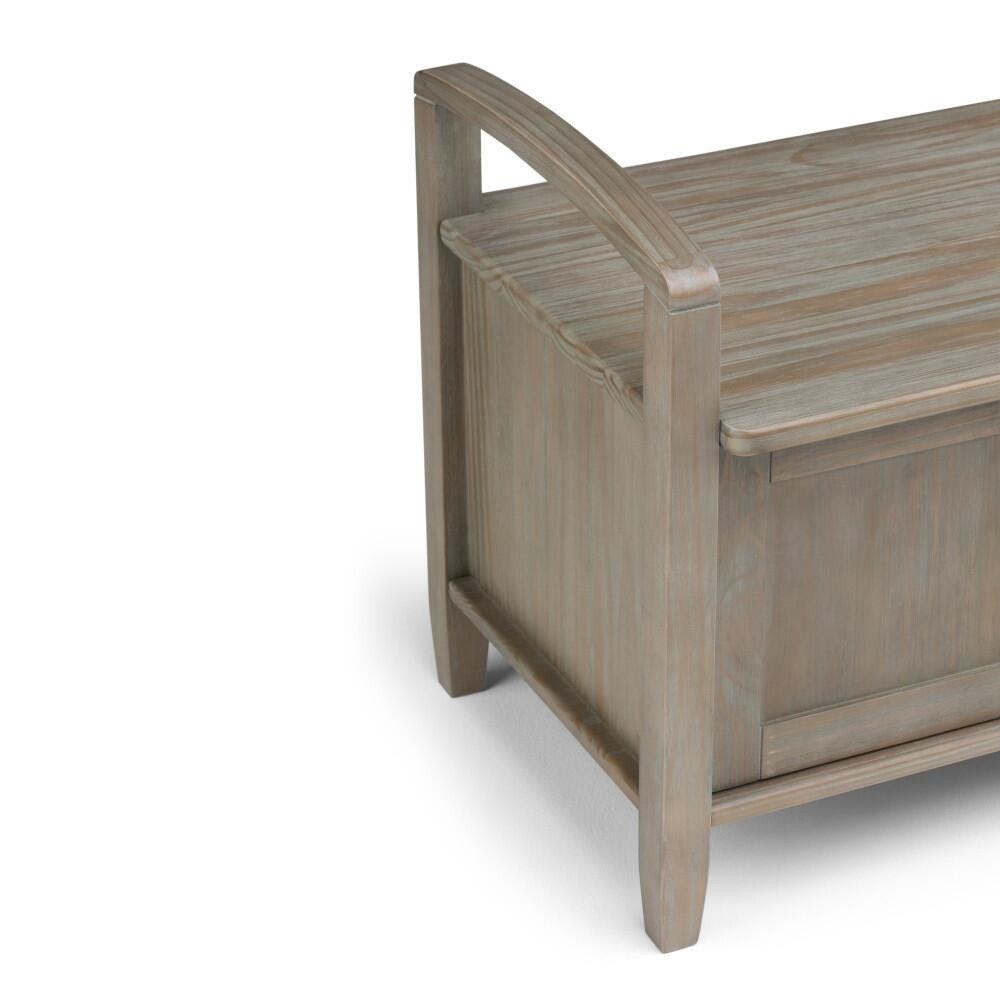 Simpli Home Warm Shaker Entryway Storage Bench, Distressed Gray, large