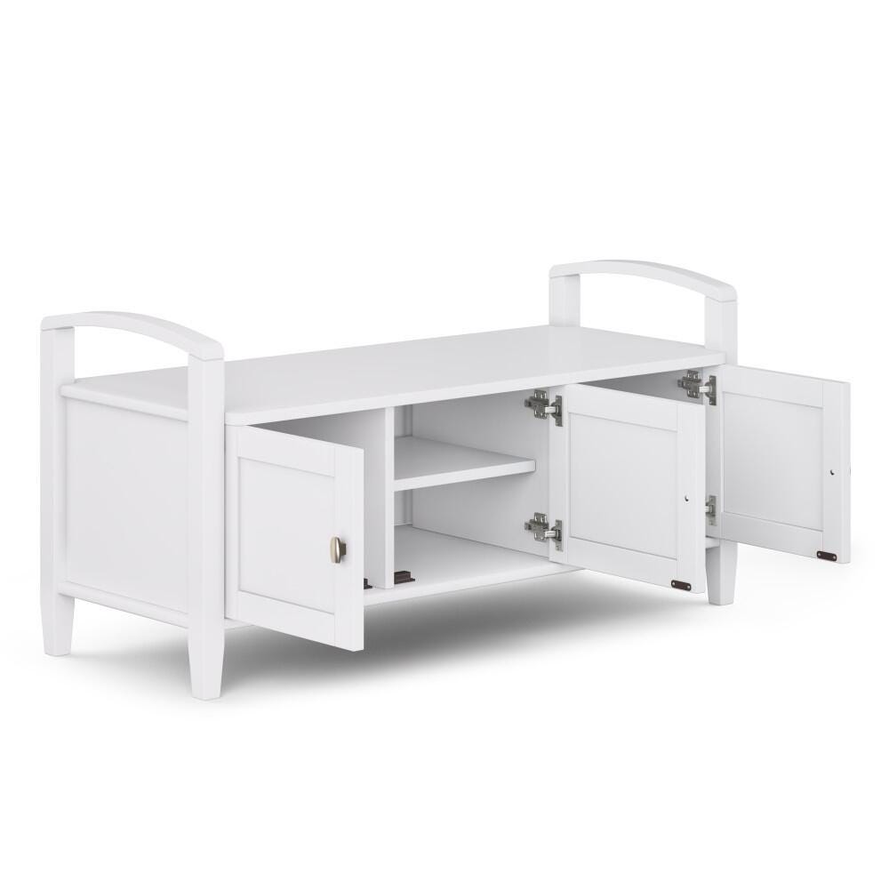 Simpli Home Warm Shaker Entryway Storage Bench, White, large
