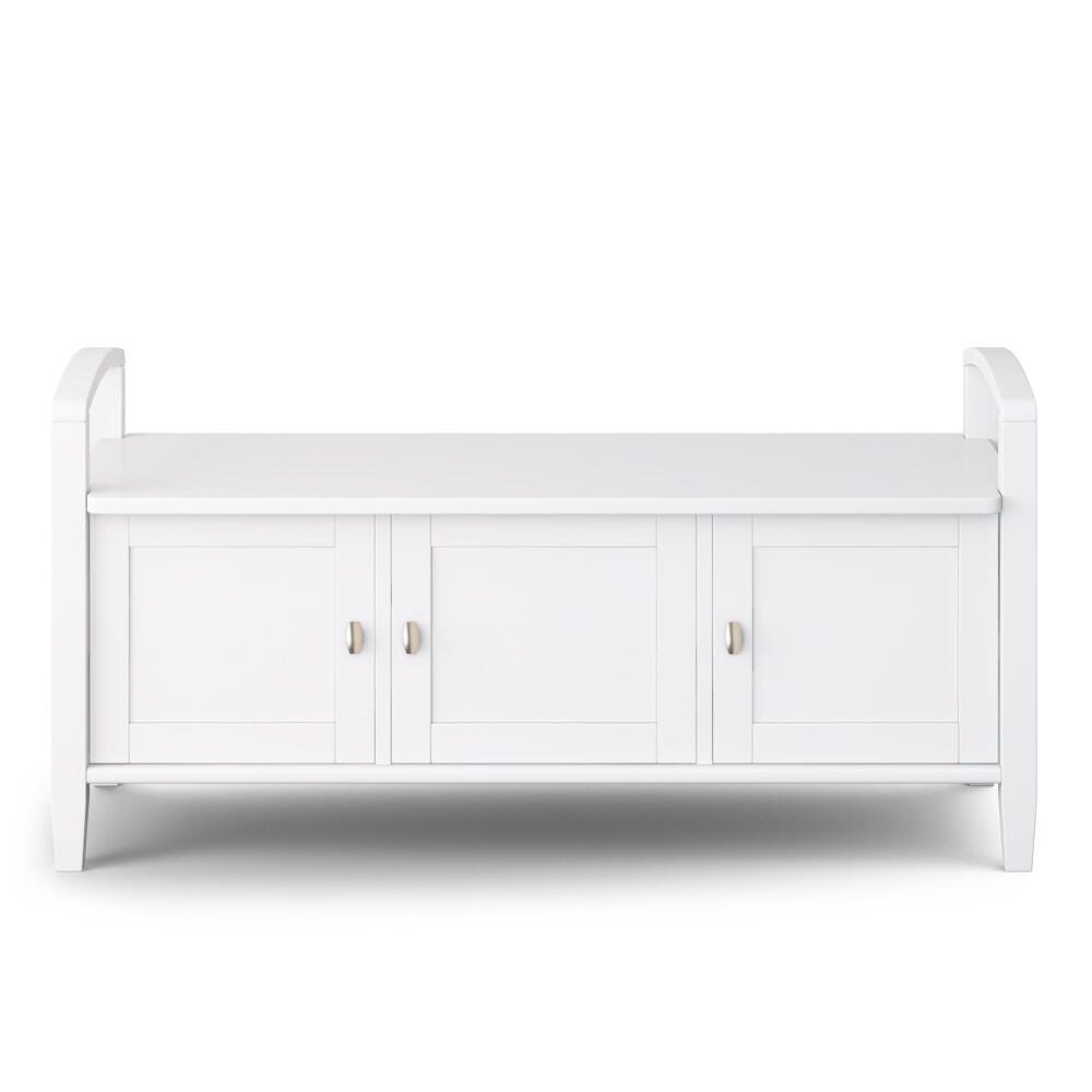 Simpli Home Warm Shaker Entryway Storage Bench, White, large