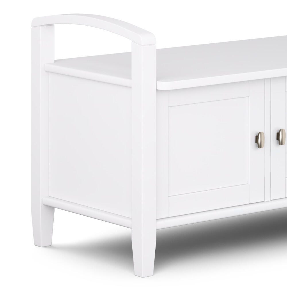 Simpli Home Warm Shaker Entryway Storage Bench, White, large