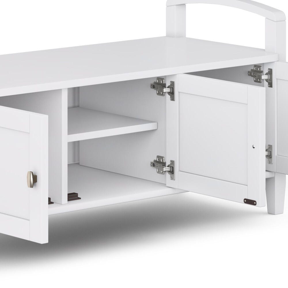 Simpli Home Warm Shaker Entryway Storage Bench, White, large