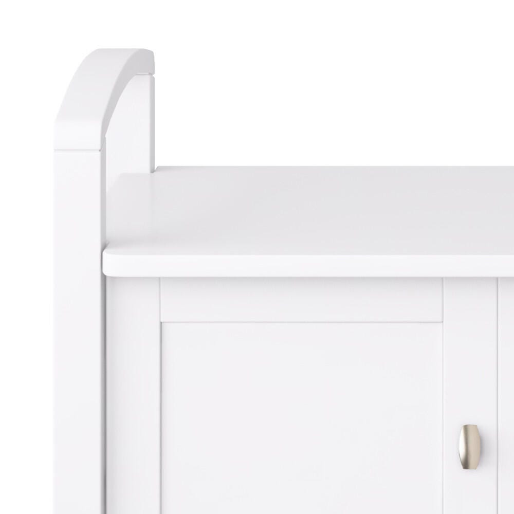 Simpli Home Warm Shaker Entryway Storage Bench, White, large