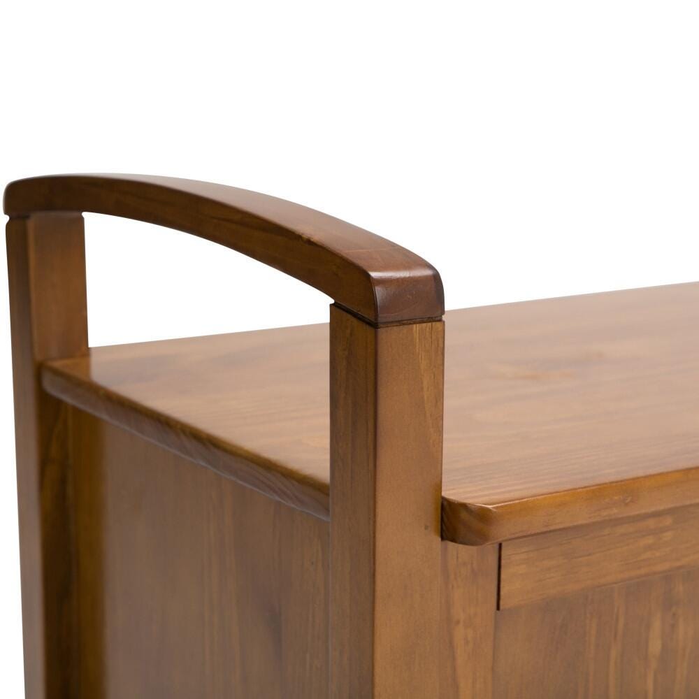 Simpli Home Warm Shaker Entryway Storage Bench, Light Golden Brown, large