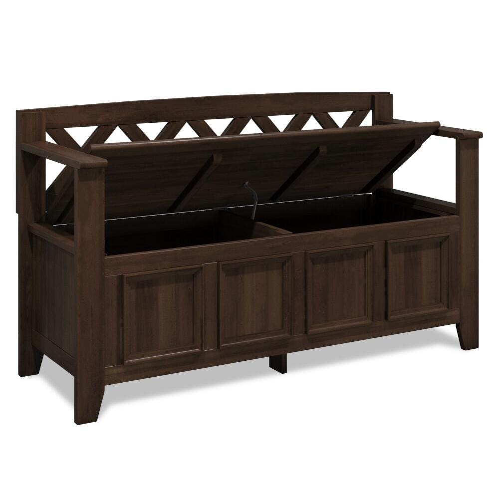Simpli Home Amherst Entryway Storage Bench, Natural Aged Brown, large