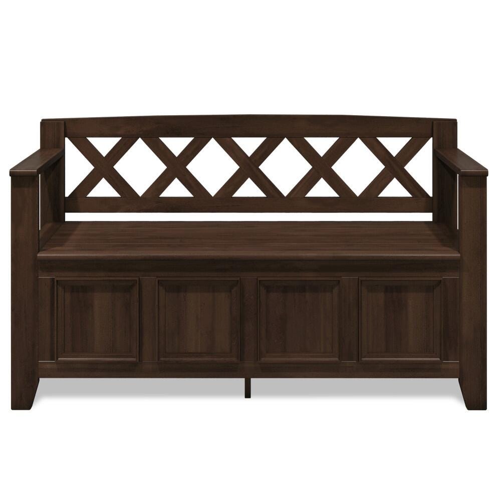 Simpli Home Amherst Entryway Storage Bench, Natural Aged Brown, large