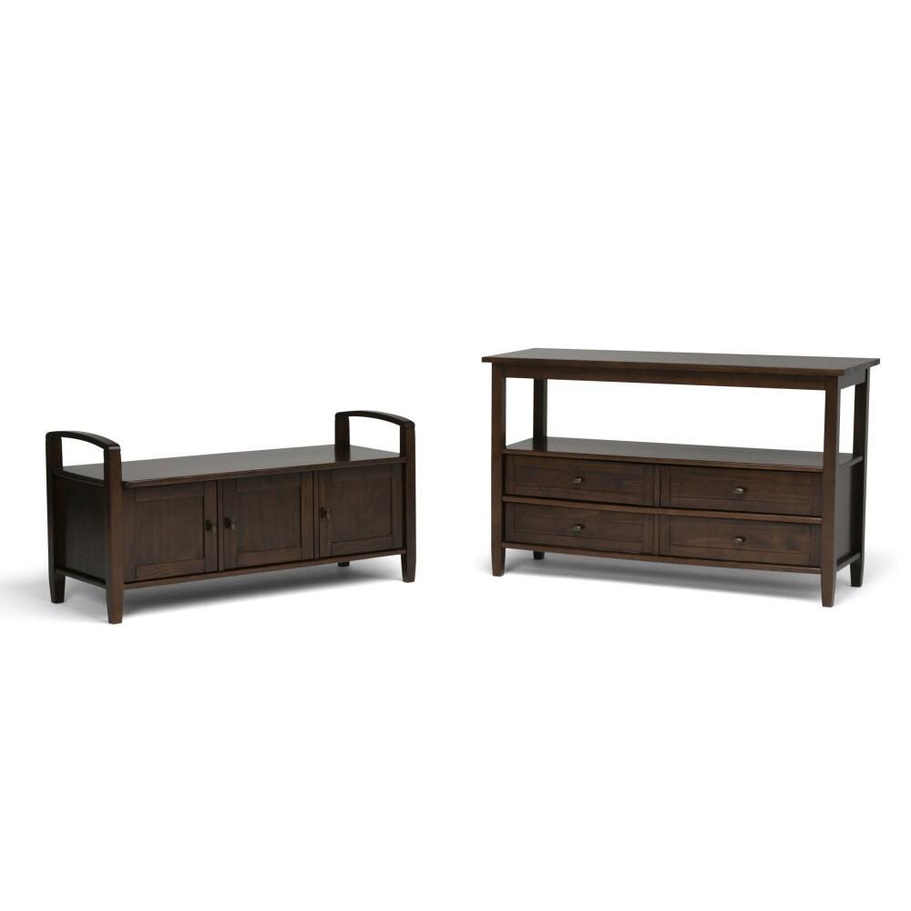 Simpli Home Warm Shaker Entryway Storage Bench, Tobacco Brown, large