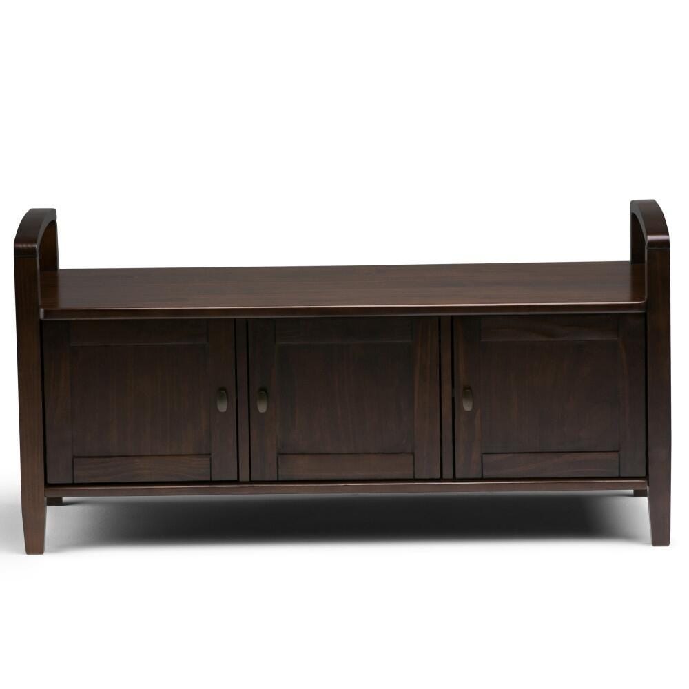 Simpli Home Warm Shaker Entryway Storage Bench, Tobacco Brown, large