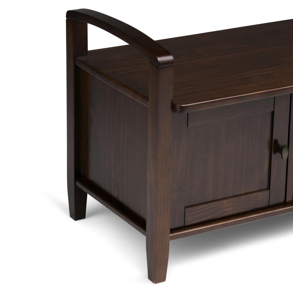 Simpli Home Warm Shaker Entryway Storage Bench, Tobacco Brown, large