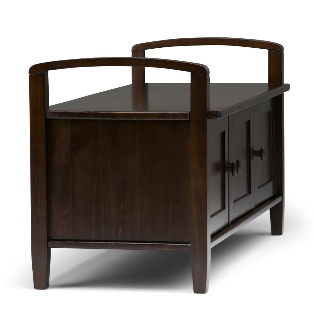 Simpli Home Warm Shaker Entryway Storage Bench, Tobacco Brown, large