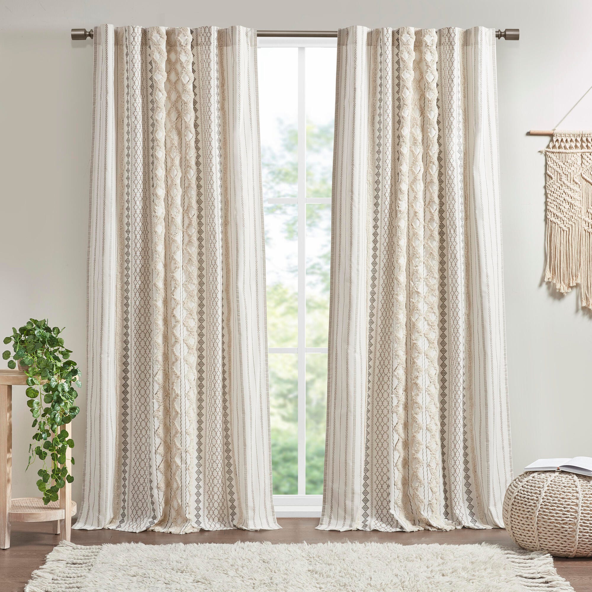 Silk Pachwork Curtain インドサリー　#A22 シングル Schumacher Custom Drapes in Zanzibar Linen Print Hyacinth 173523