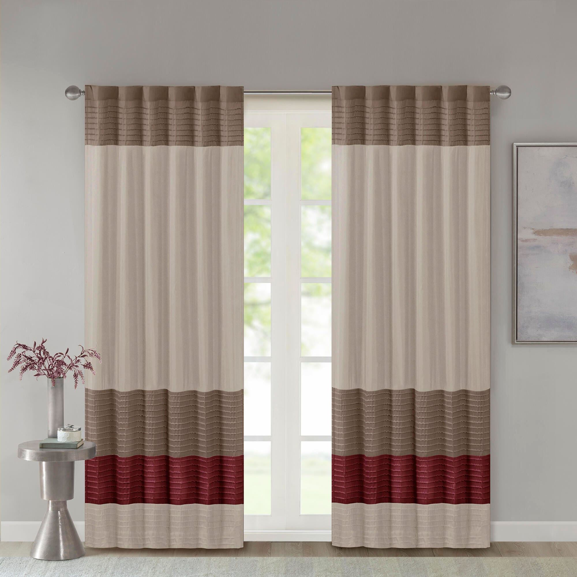 Madison Park Amherst Polyoni Pintuck Window Panel, Red, large