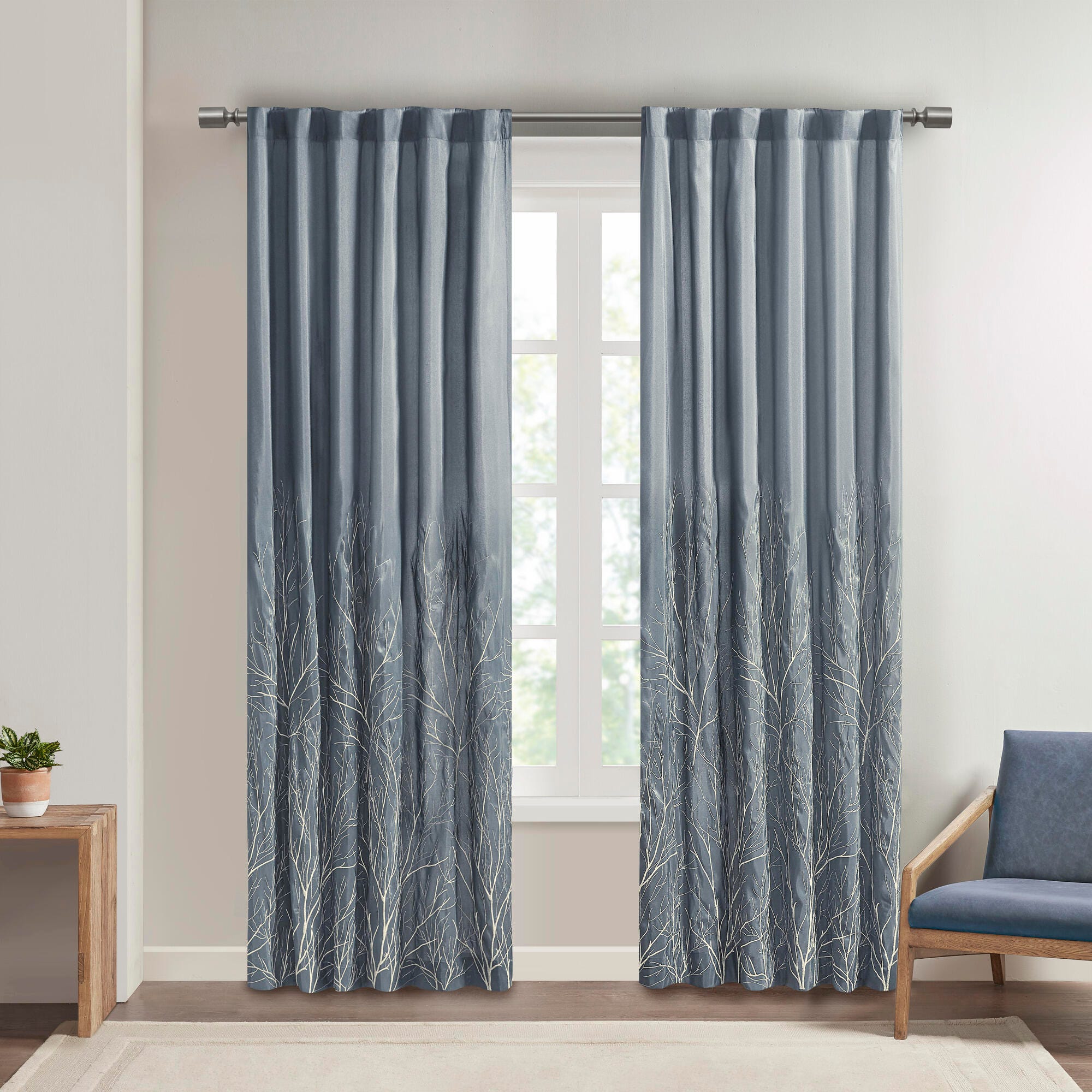 Madison Park Andora Window Curtain, Blue, large