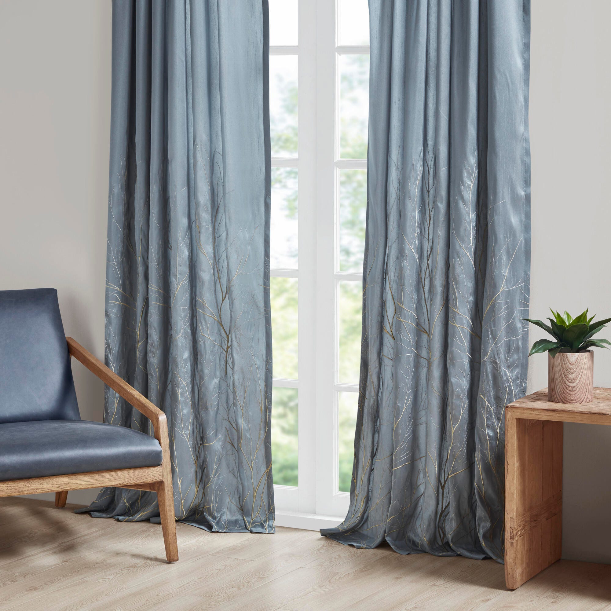 Madison Park Aden Andora Window Curtain, Blue, large