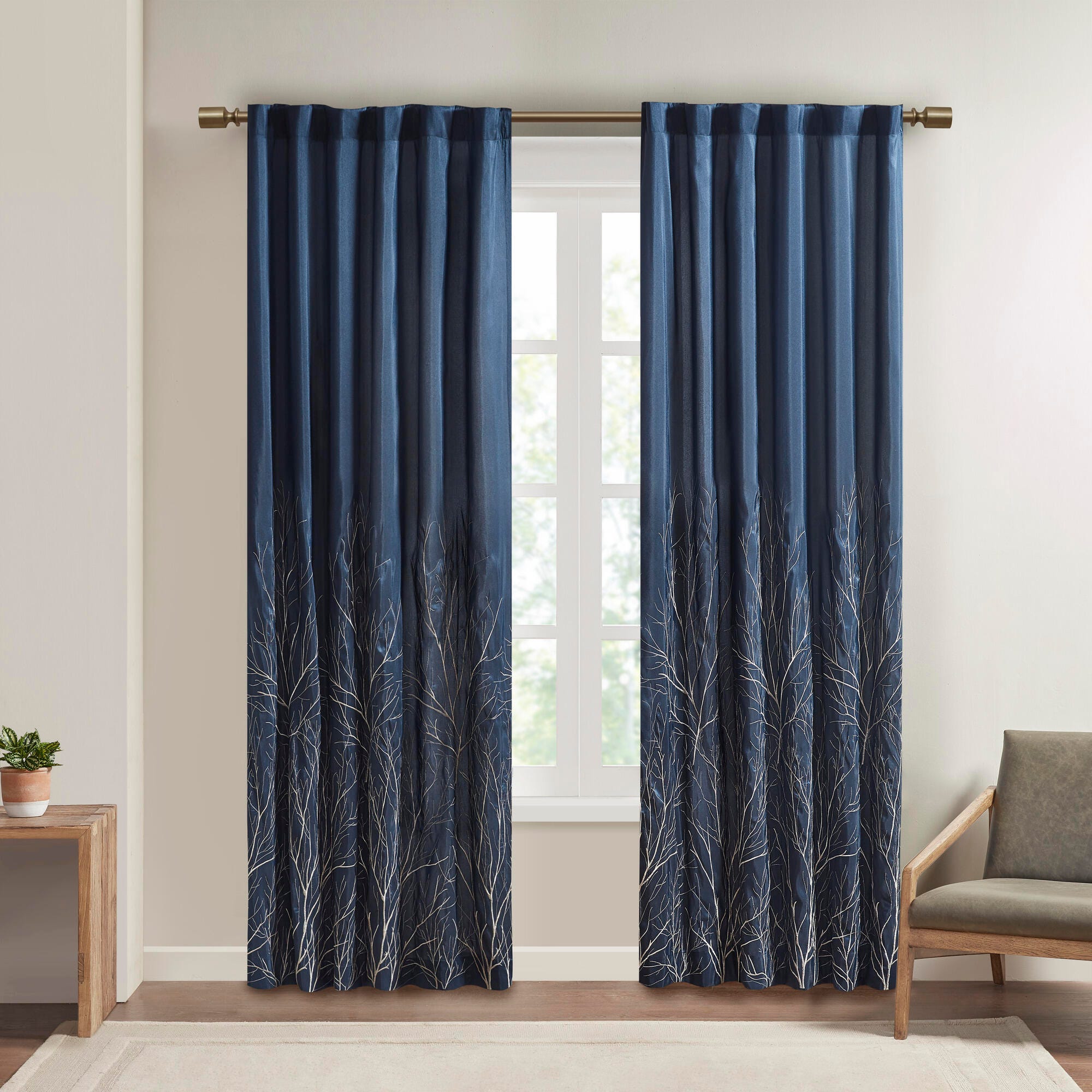 Madison Park Aden Andora Window Curtain, Navy, large