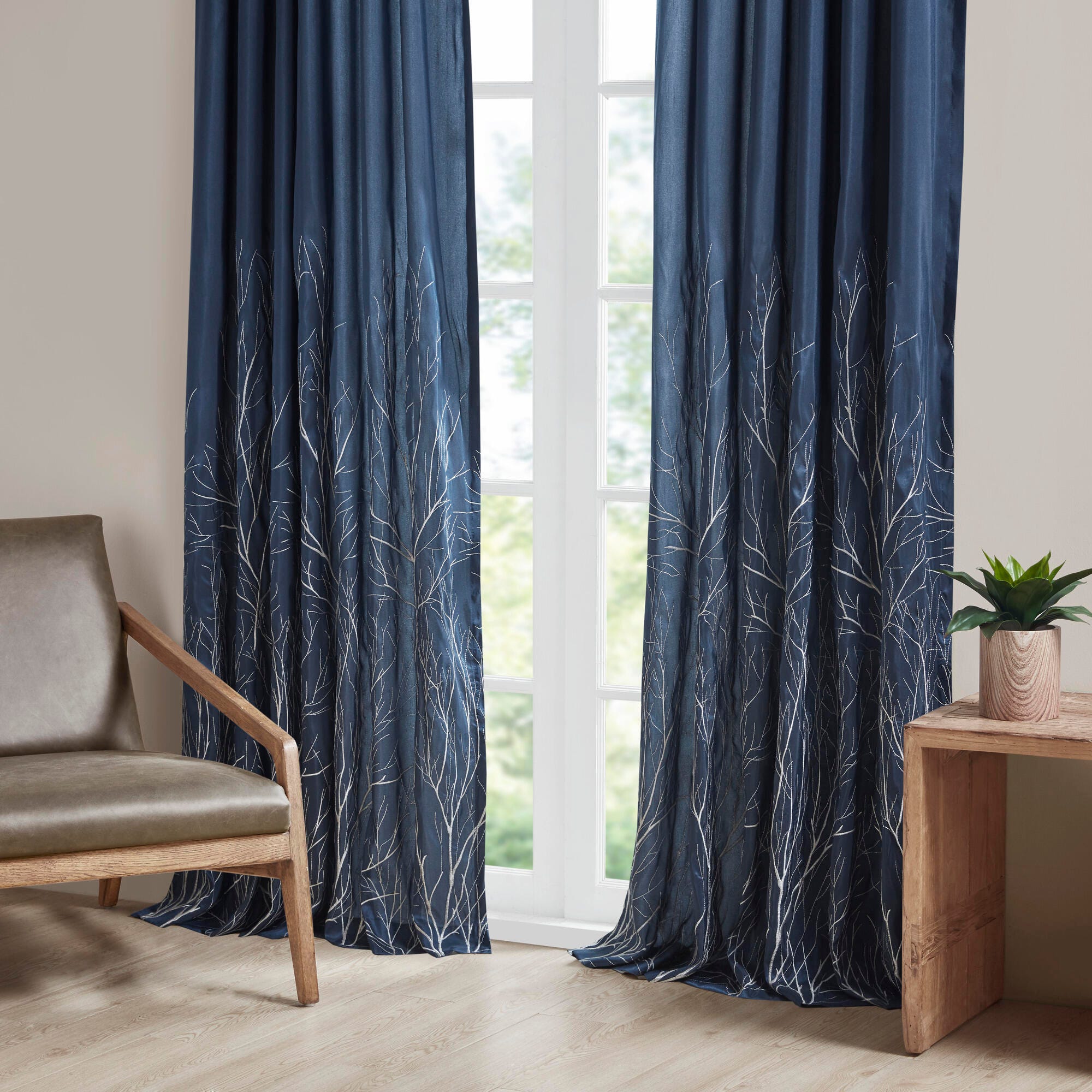 Madison Park Aden Andora Window Curtain, Navy, large