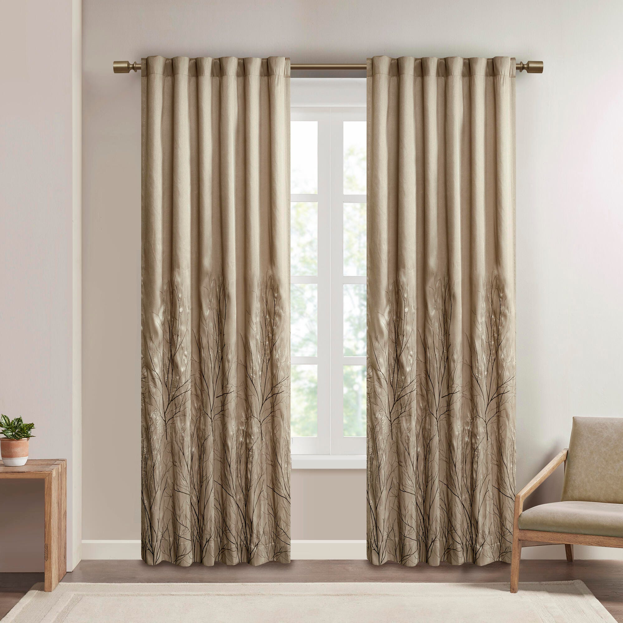 Madison Park Andora Window Curtain, Tan, rollover