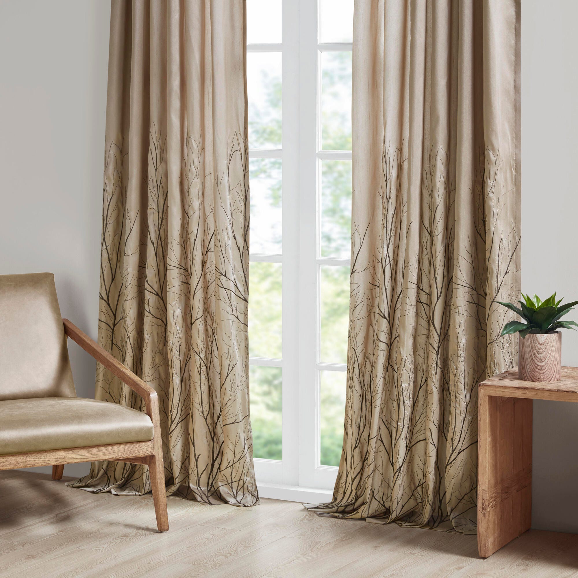 Madison Park Aden Andora Window Curtain, Tan, large