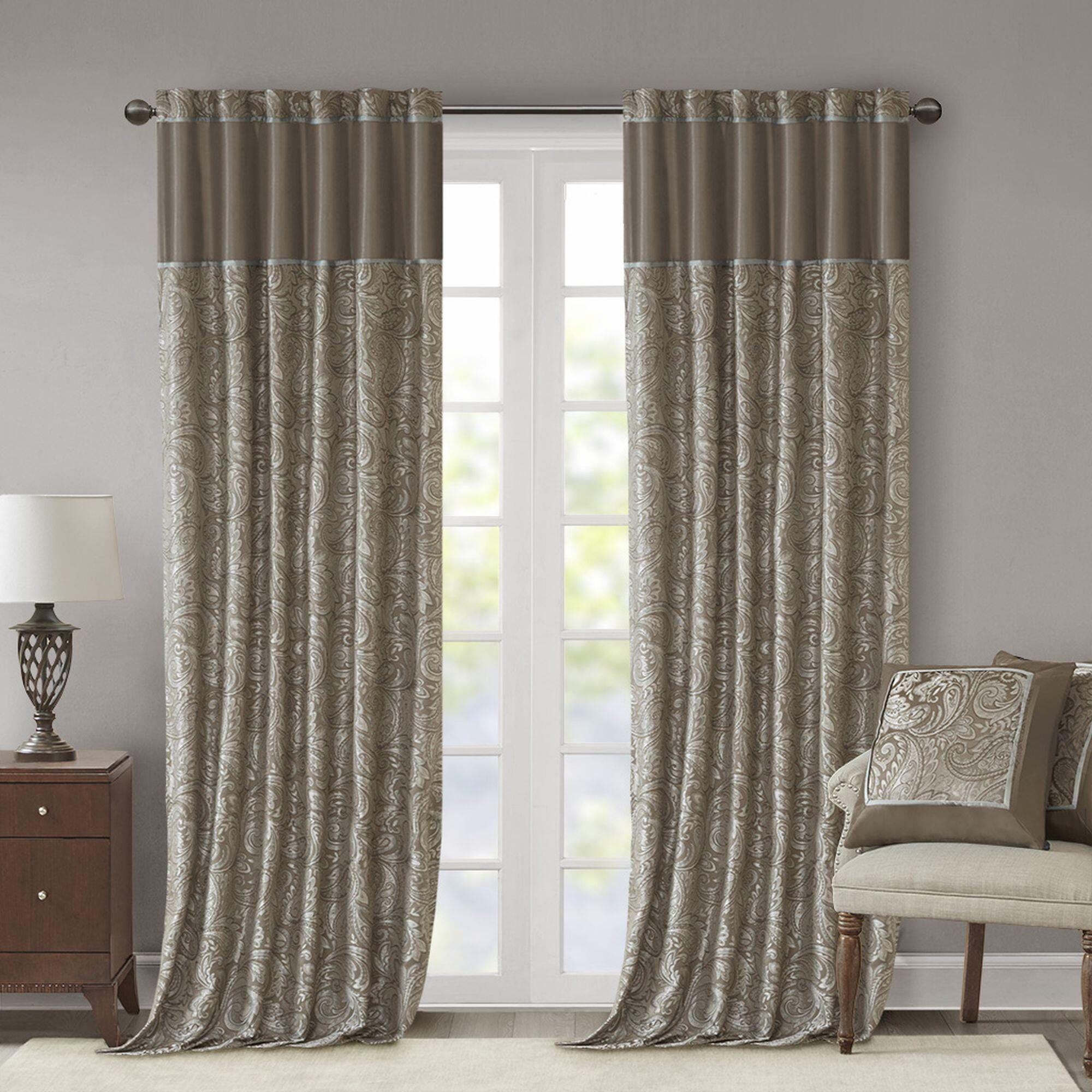 Madison Park Aubrey Jacquard Window Curtain Pair, Blue, large