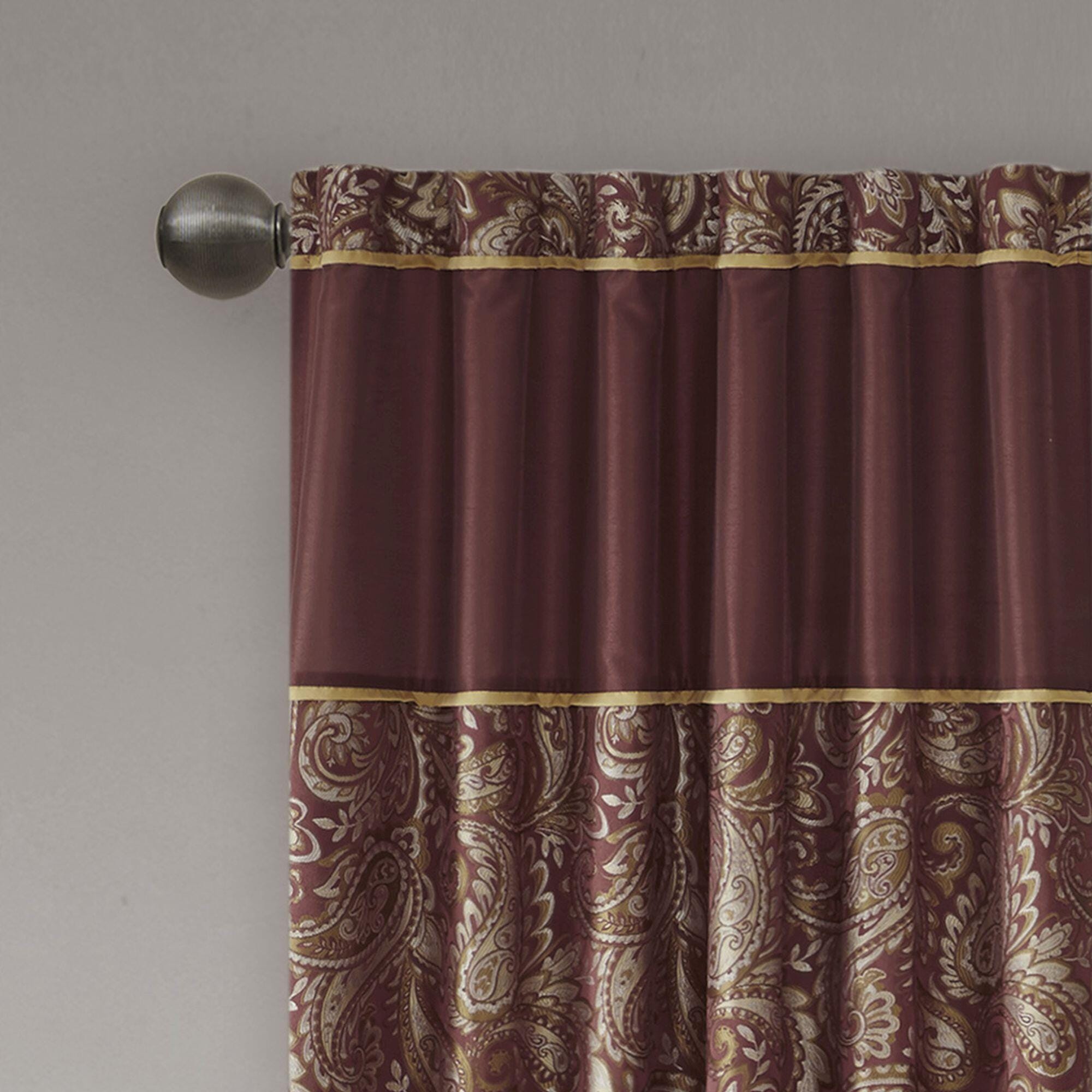 Madison Park Valerie Aubrey Jacquard Window Curtain Pair, Burgundy, large