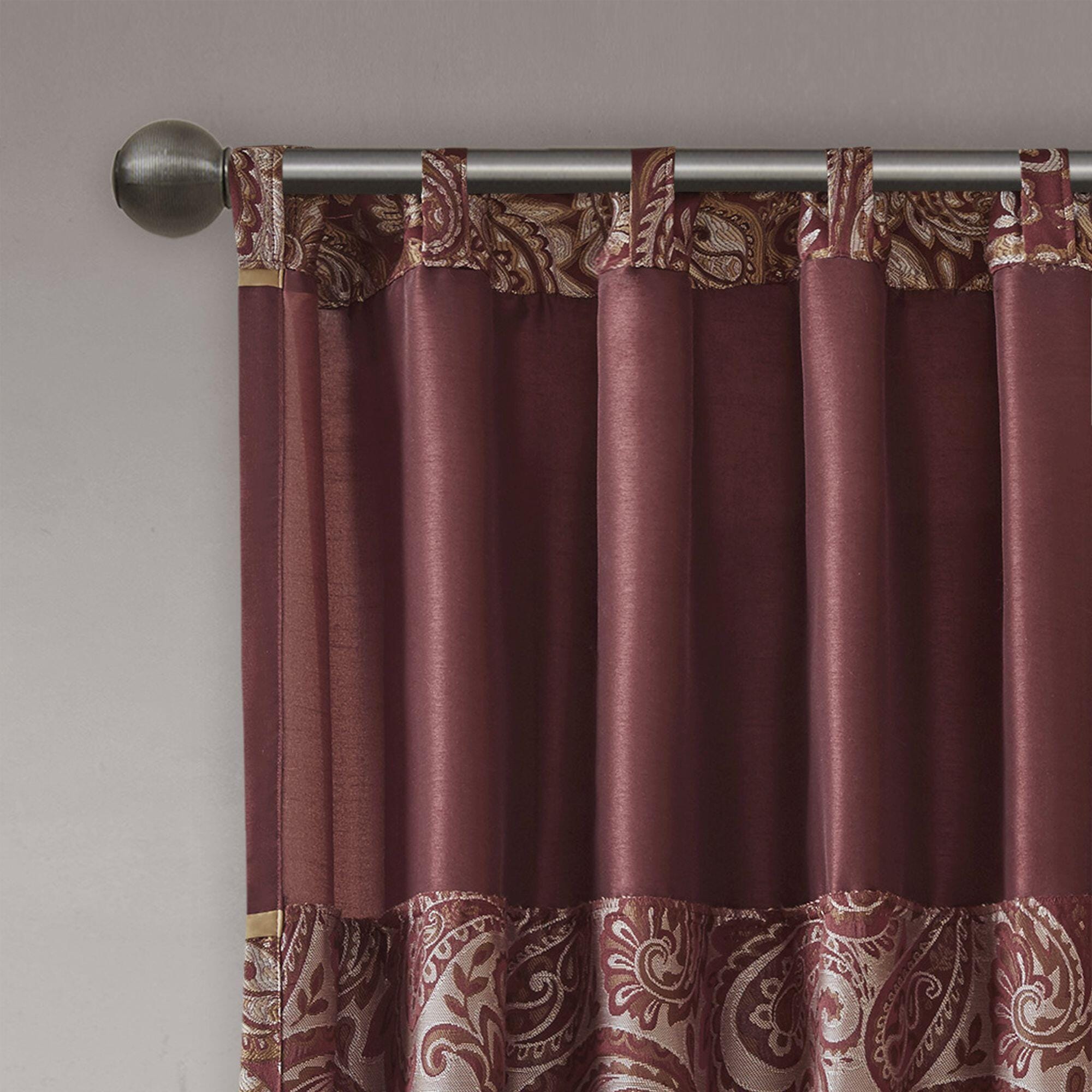 Madison Park Valerie Aubrey Jacquard Window Curtain Pair, Burgundy, large