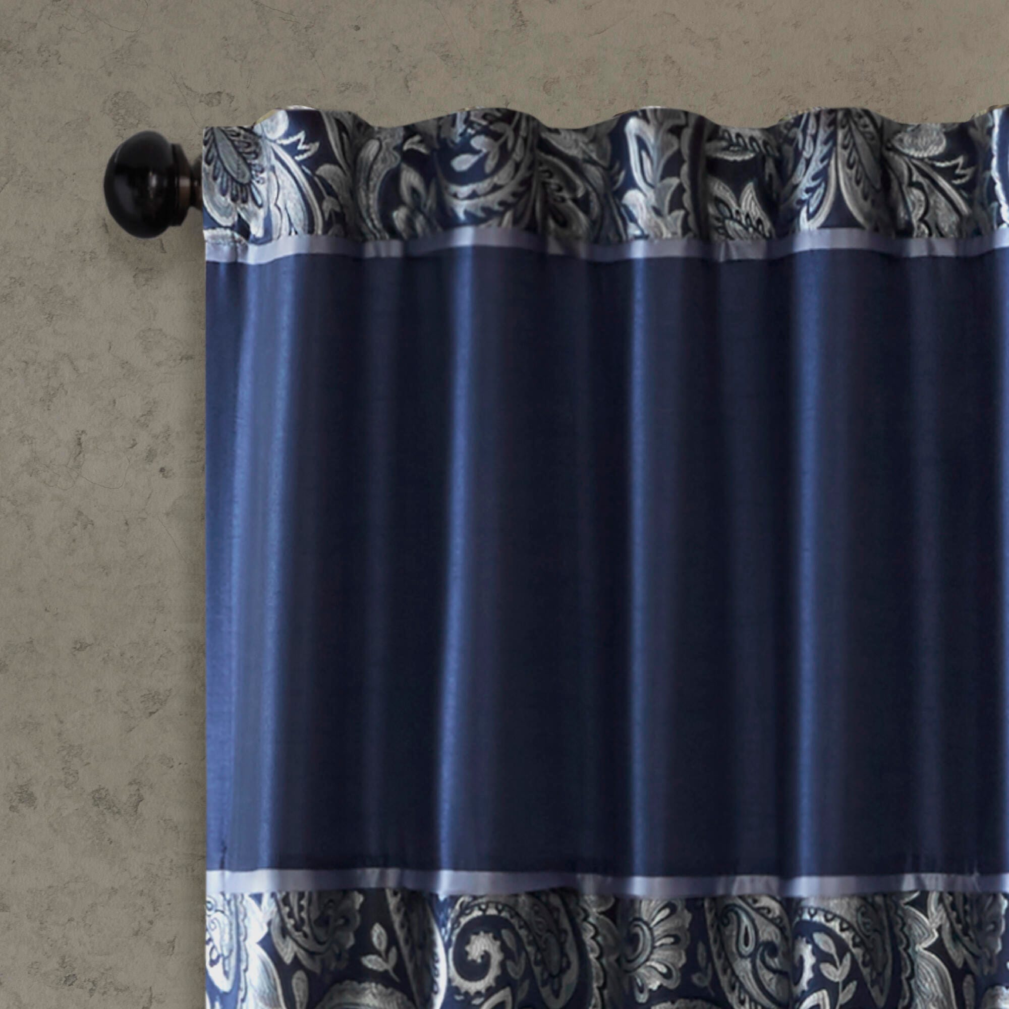 Madison Park Valerie Aubrey Jacquard Window Curtain Pair, Navy, large