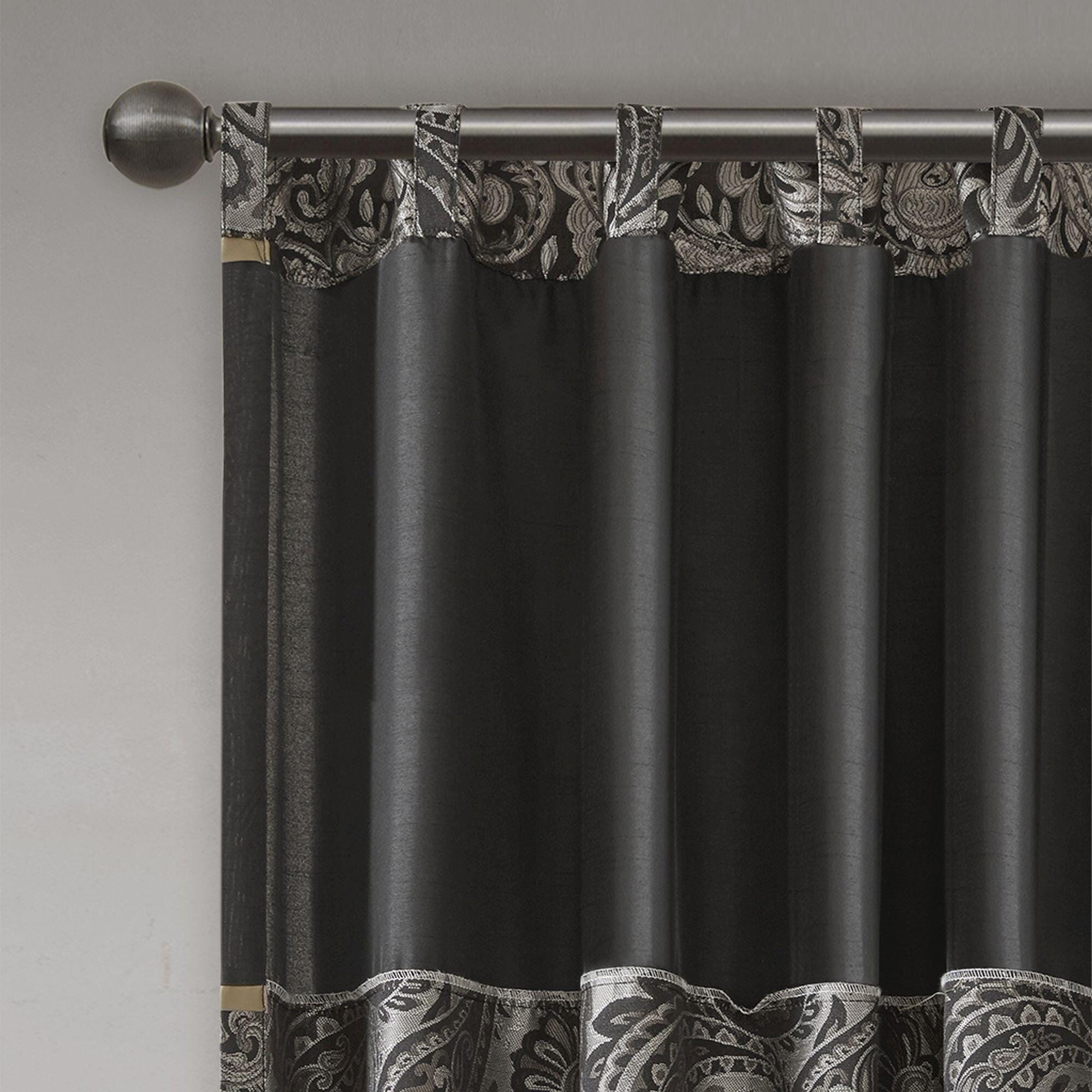 Madison Park Valerie Aubrey Jacquard Window Curtain Pair, Black, large
