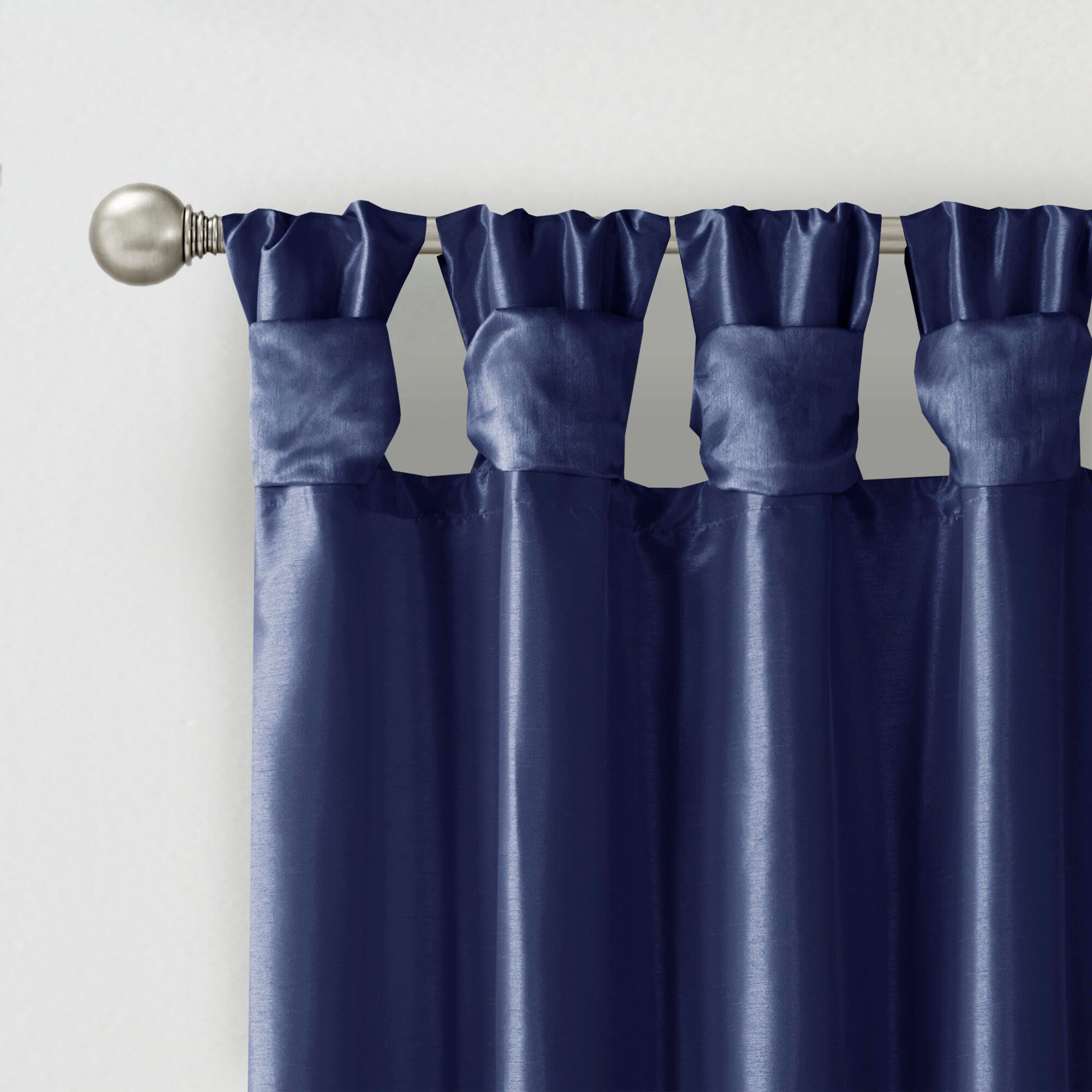 Madison Park Lillian Emilia Twist Tab Lined Window Curtain, Navy, large